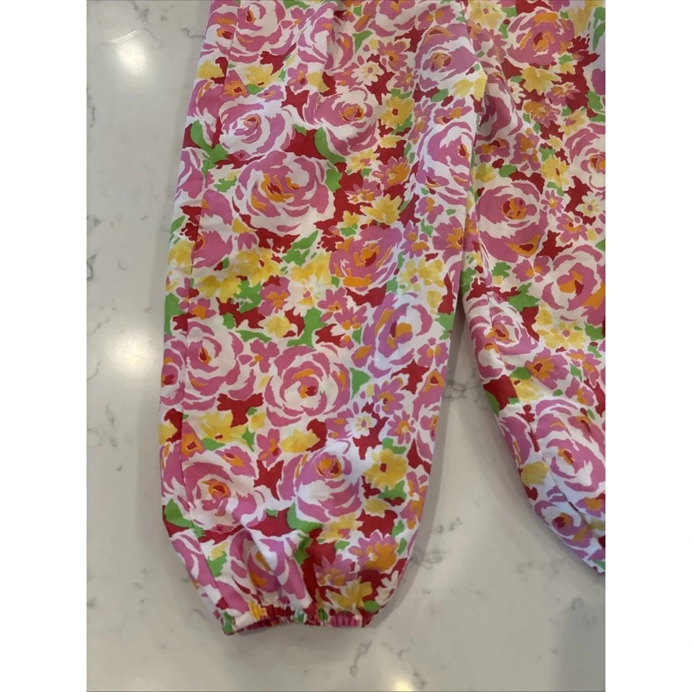 Vintage Jordache Floral Tie Back Bow Romper Jumpsuit OnePiece Wide‎ Leg *SZ 4/5*